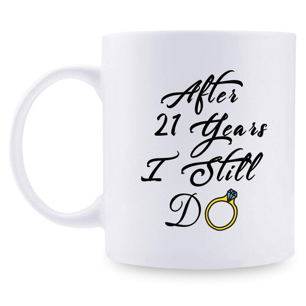 21st Anniversary Gifts 21st Wedding Anniversary Gifts for Couple, 21 Year Anniversary Gifts 11oz Funny Coffee Mug for Couples, Husband, Hubby, Wife,