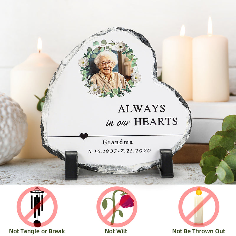Personalized Photo Memorial Rock Slate with Stand  Sympathy Gift for Loss of Loved One