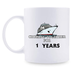 1st Anniversary Gifts - 1st Wedding Anniversary Gifts for Couple, 1 Year Anniversary Gifts 11oz Funny Coffee Mug for Couples, Husband, Hubby, Wife, Wifey, Her, Him, cruising together
