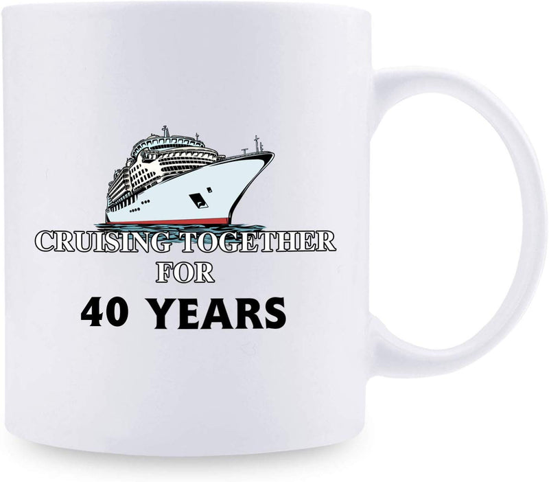 40th Anniversary Gifts - 40th Wedding Anniversary Gifts for Couple, 40 Year Anniversary Gifts 11oz Funny Coffee Mug for Couples, Husband, Hubby, Wife, Wifey, Her, Him, cruising together