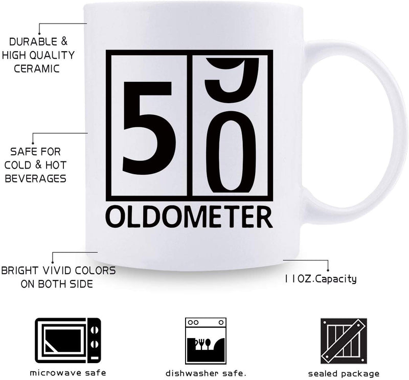 50th Birthday Gifts for Women - 1969 Birthday Gifts for Women, 50 Years Old Birthday Gifts Coffee Mug for Mom, Wife, Friend, Sister, Her, Colleague, Coworker, Oldometer Mug - 11oz