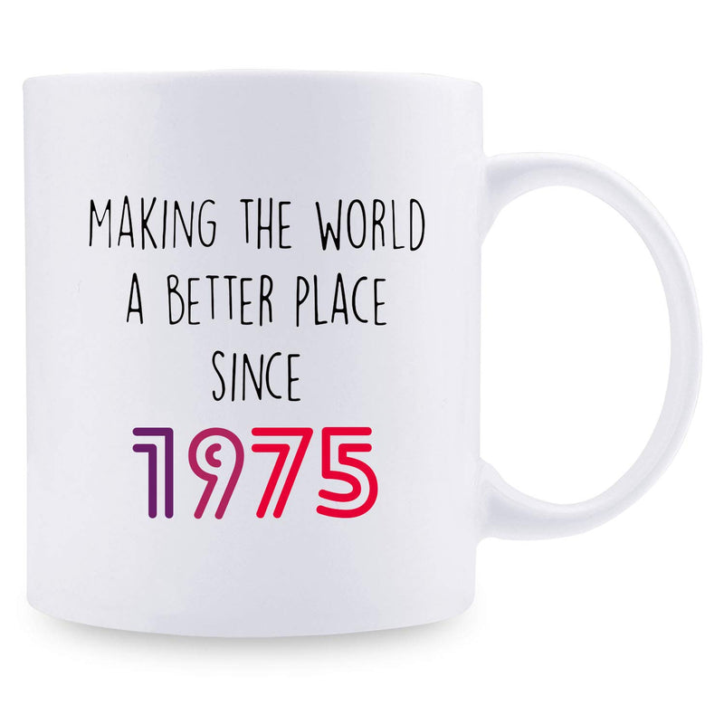 44th Birthday Gifts for Women - 1975 Birthday Gifts for Women, 44 Years Old Birthday Gifts Coffee Mug for Mom, Wife, Friend, Sister, Her, Colleague, Coworker - 11oz