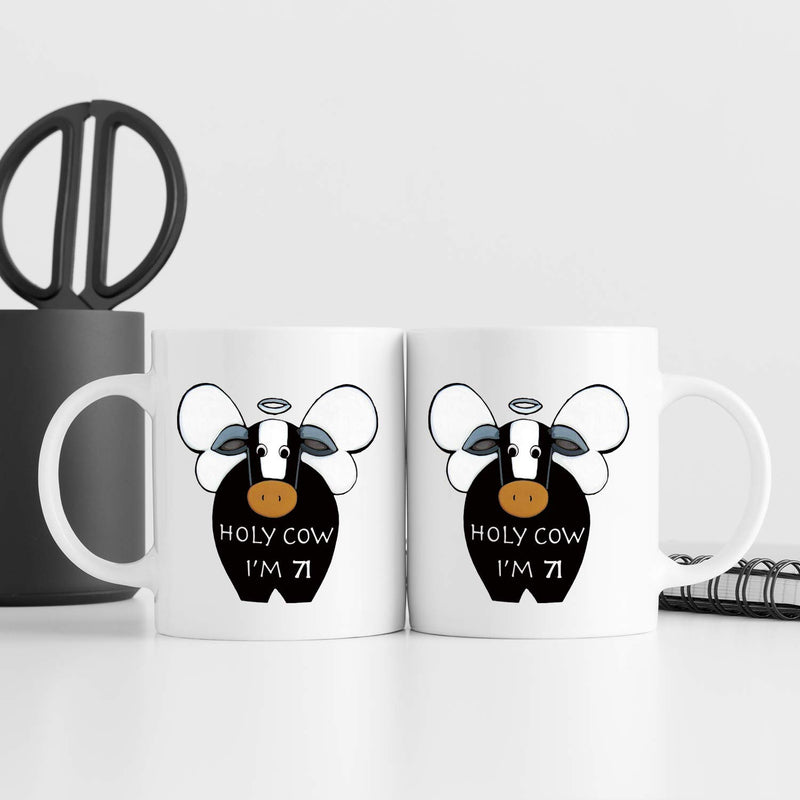 71st Birthday Gifts for Men - 1948 Birthday Gifts for Men, 71 Years Old Birthday Gifts Coffee Mug for Dad, Husband, Friend, Brother, Him, Colleague, Coworker, HOLY COW MUG - 11oz