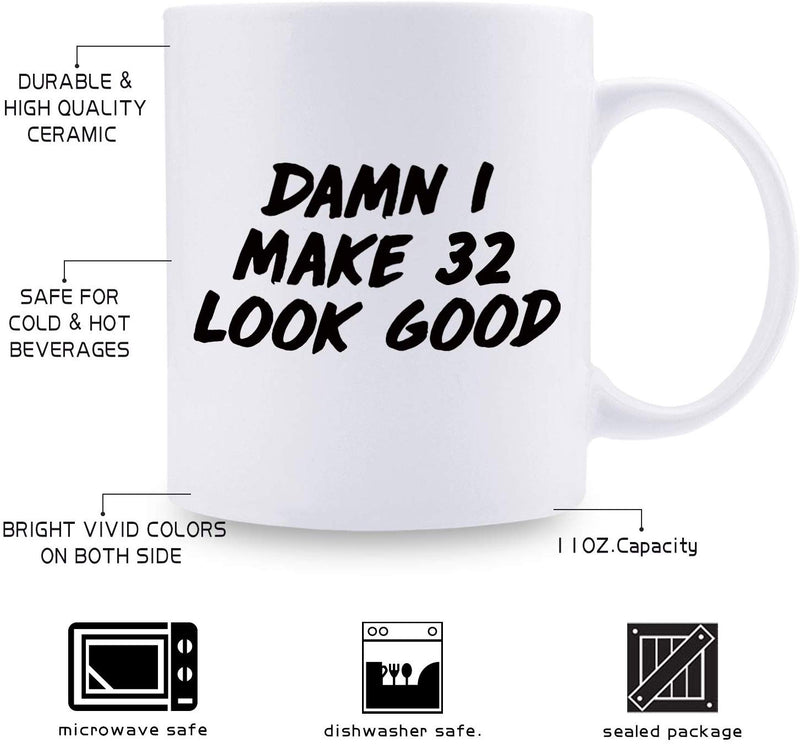32nd Birthday Gifts for Men - 1987 Birthday Gifts for Men, 32 Years Old Birthday Gifts Coffee Mug for Dad, Husband, Friend, Brother, Him, Colleague, Coworker - 11oz