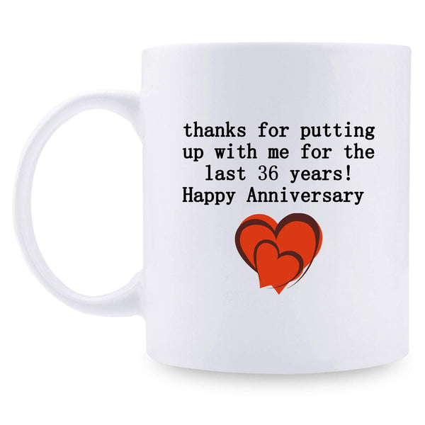36th Anniversary Gifts - 36th Wedding Anniversary Gifts for Couple, 36 Year Anniversary Gifts 11oz Funny Coffee Mug for Couples, Husband, Hubby, Wife, Wifey, Her, Him, putting up with me