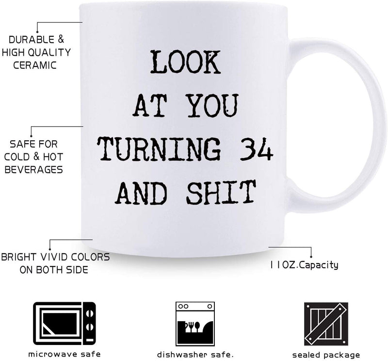 34th Birthday Gifts for Women - 1985 Birthday Gifts for Women, 34 Years Old Birthday Gifts Coffee Mug for Mom, Wife, Friend, Sister, Her, Colleague, Coworker- 11oz