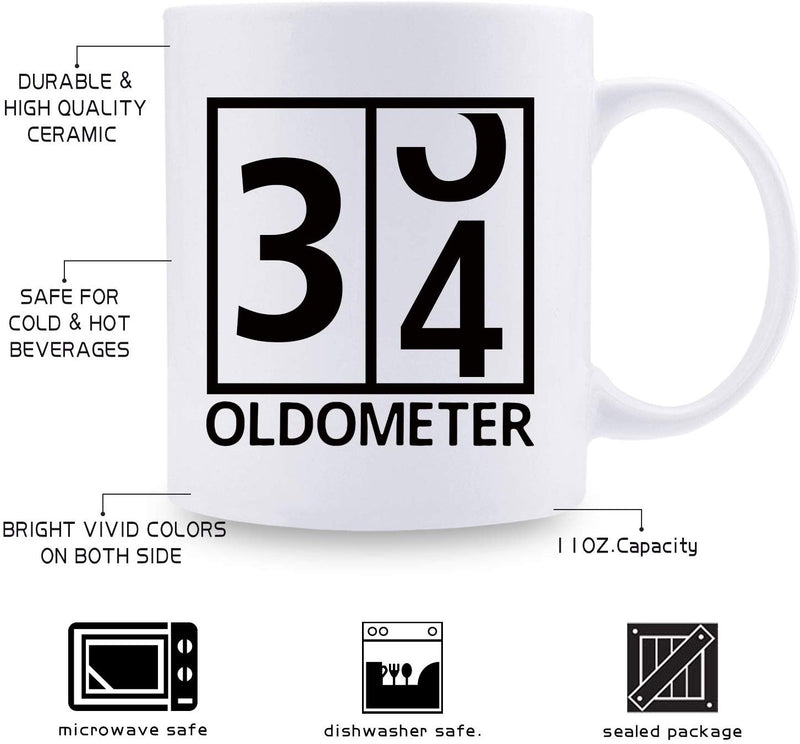 34th Birthday Gifts for Women - 1985 Birthday Gifts for Women, 34 Years Old Birthday Gifts Coffee Mug for Mom, Wife, Friend, Sister, Her, Colleague, Coworker, Oldometer Mug- 11oz