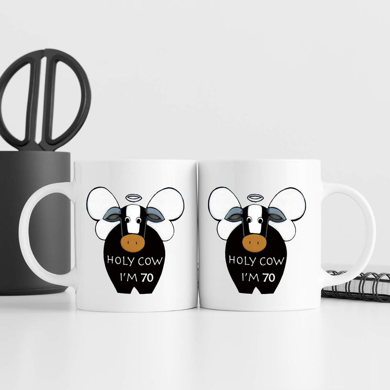 70th Birthday Gifts for Men - 1949 Birthday Gifts for Men, 70 Years Old Birthday Gifts Coffee Mug for Dad, Husband, Friend, Brother, Him, Colleague, Coworker, HOLY COW MUG - 11oz