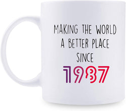 32nd Birthday Gifts for Men - 1987 Birthday Gifts for Men, 32 Years Old Birthday Gifts Coffee Mug for Dad, Husband, Friend, Brother, Him, Colleague, Coworker - 11oz