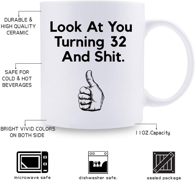 32nd Birthday Gifts for Women - 1987 Birthday Gifts for Women, 32 Years Old Birthday Gifts Coffee Mug for Mom, Wife, Friend, Sister, Her, Colleague, Coworker - 11oz