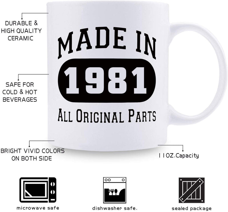38th Birthday Gifts for Men - 1981 Birthday Gifts for Men, 38 Years Old Birthday Gifts Coffee Mug for Dad, Husband, Friend, Brother, Him, Colleague, Coworker - 11oz