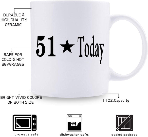 51st Birthday Gifts for Women - 1968 Birthday Gifts for Women, 51 Years Old Birthday Gifts Coffee Mug for Mom, Wife, Friend, Sister, Her, Colleague, Coworker - 11oz