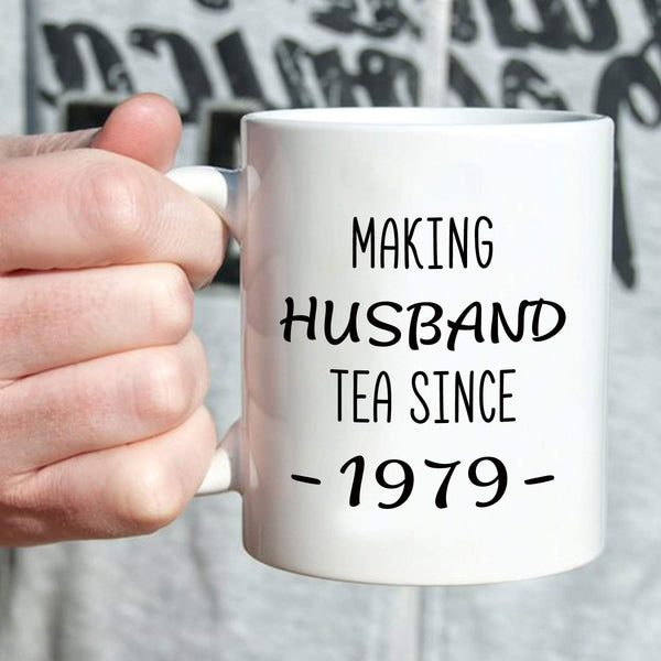 40th Anniversary Gifts - 40th Wedding Anniversary Gifts for Couple, 40 Year Anniversary Gifts 11oz Funny Coffee Mug for Husband, Hubby, Him, making husband tea