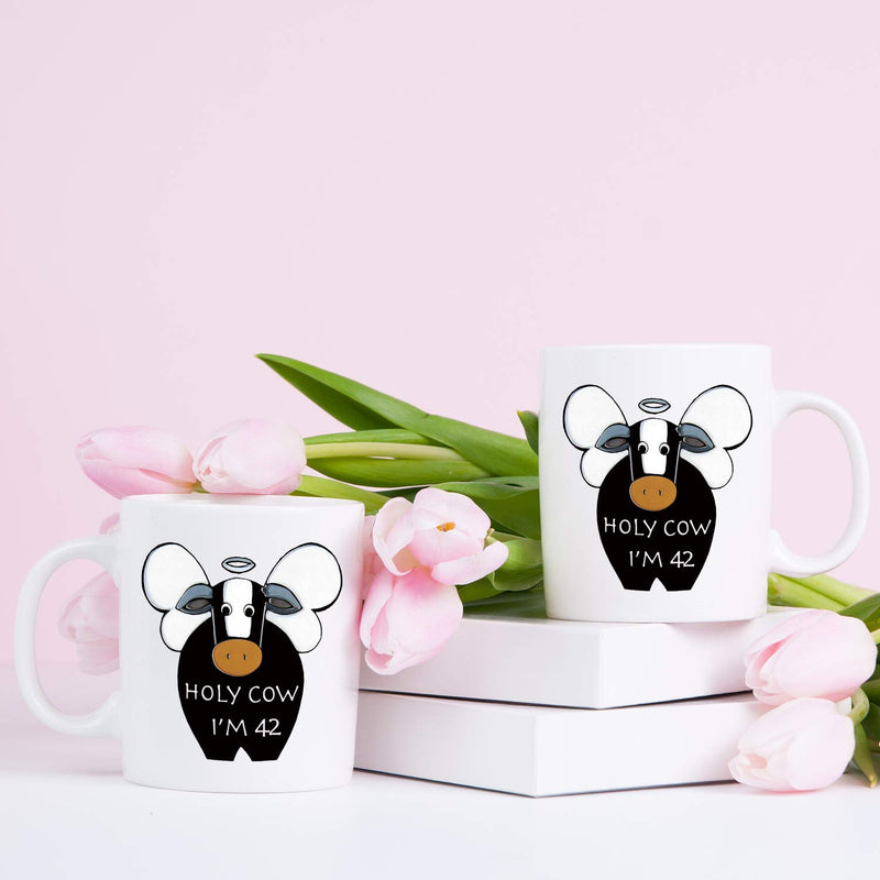 42nd Birthday Gifts for Women - 1977 Birthday Gifts for Women, 42 Years Old Birthday Gifts Coffee Mug for Mom, Wife, Friend, Sister, Her, Colleague, Coworker, HOLY COW MUG - 11oz