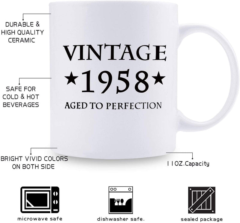 61st Birthday Gifts for Women - 1958 Birthday Gifts for Women, 61 Years Old Birthday Gifts Coffee Mug for Mom, Wife, Friend, Sister, Her, Colleague, Coworker - 11oz