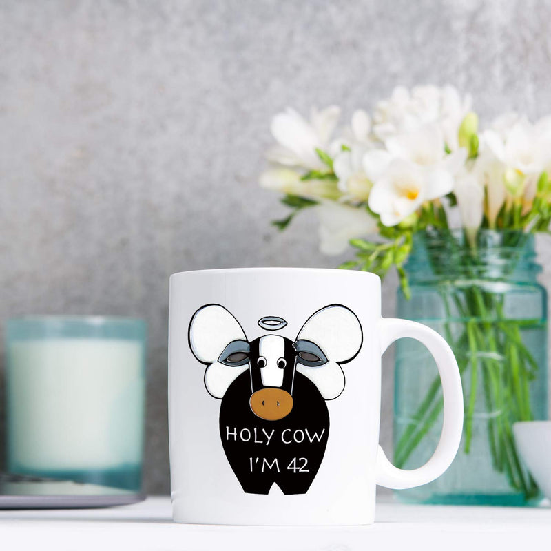 42nd Birthday Gifts for Women - 1977 Birthday Gifts for Women, 42 Years Old Birthday Gifts Coffee Mug for Mom, Wife, Friend, Sister, Her, Colleague, Coworker, HOLY COW MUG - 11oz