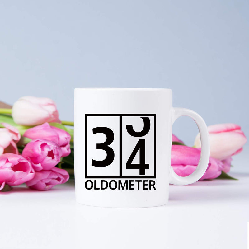 34th Birthday Gifts for Women - 1985 Birthday Gifts for Women, 34 Years Old Birthday Gifts Coffee Mug for Mom, Wife, Friend, Sister, Her, Colleague, Coworker, Oldometer Mug- 11oz