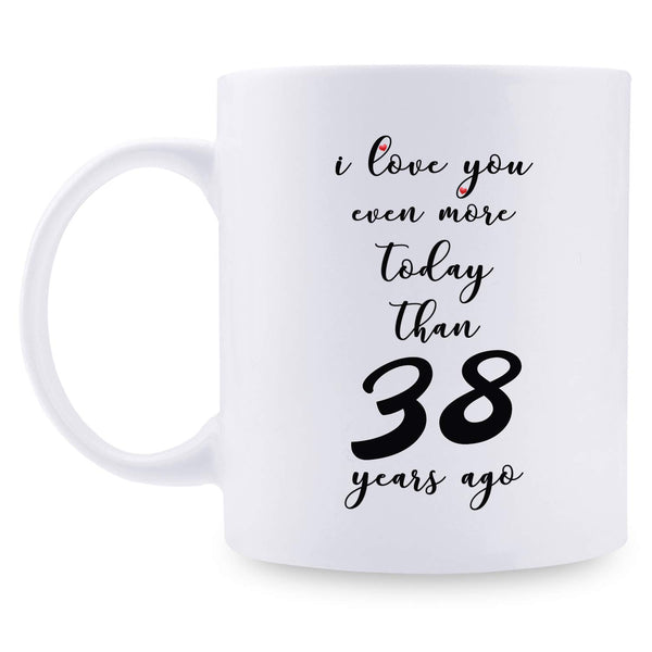 38th Anniversary Gifts - 38th Wedding Anniversary Gifts for Couple, 38 Year Anniversary Gifts 11oz Funny Coffee Mug for Couples, Husband, Hubby, Wife, Wifey, Her, Him, I Love You Even More