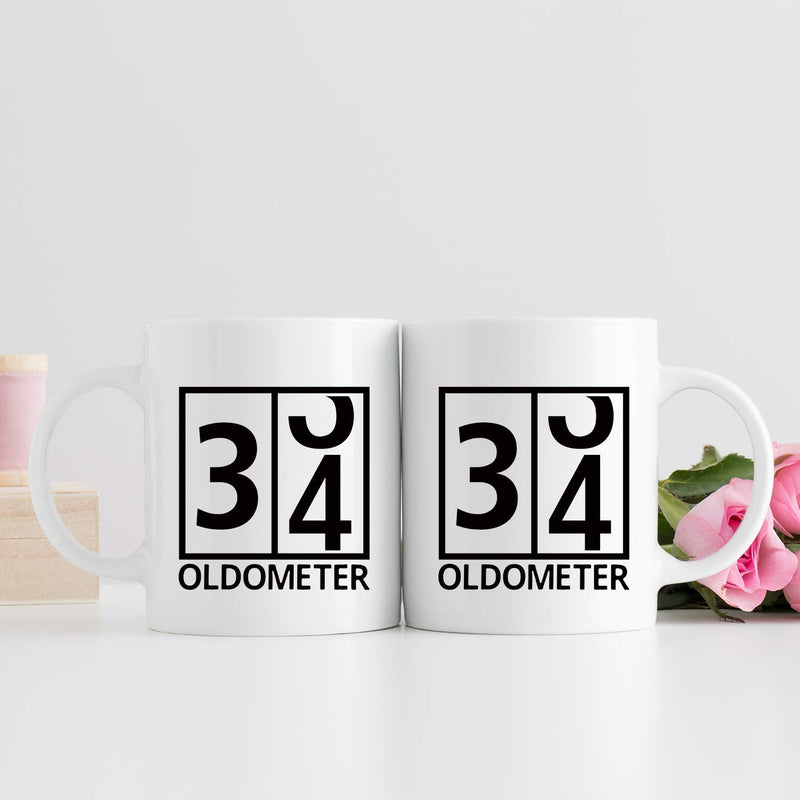 34th Birthday Gifts for Men - 1985 Birthday Gifts for Men, 34 Years Old Birthday Gifts Coffee Mug for Dad, Husband, Friend, Brother, Him, Colleague, Coworker, Oldometer Mug - 11oz