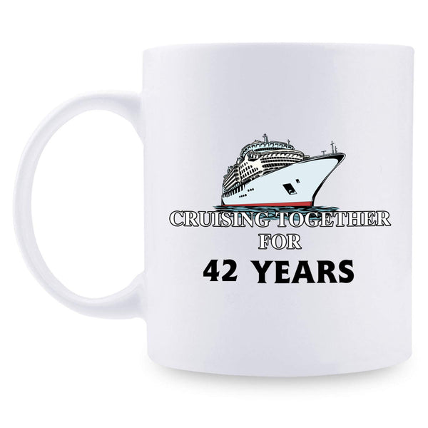 42nd Anniversary Gifts - 42nd Wedding Anniversary Gifts for Couple, 42 Year Anniversary Gifts 11oz Funny Coffee Mug for Couples, Husband, Hubby, Wife, Wifey, Her, Him, cruising together