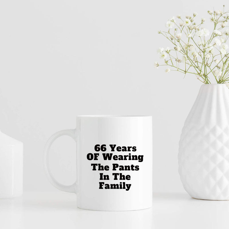 66th Anniversary Gifts - 66th Wedding Anniversary Gifts for Couple, 66 Year Anniversary Gifts 11oz Funny Coffee Mug for Couples, Husband, Hubby, Wife, Wifey, Her, Him, wearing the pants