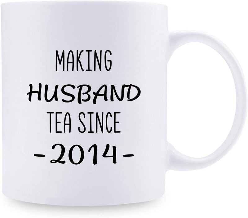 5th Anniversary Gifts - 5th Wedding Anniversary Gifts for Couple, 5 Year Anniversary Gifts 11oz Funny Coffee Mug for Husband, Hubby, Him, making husband tea