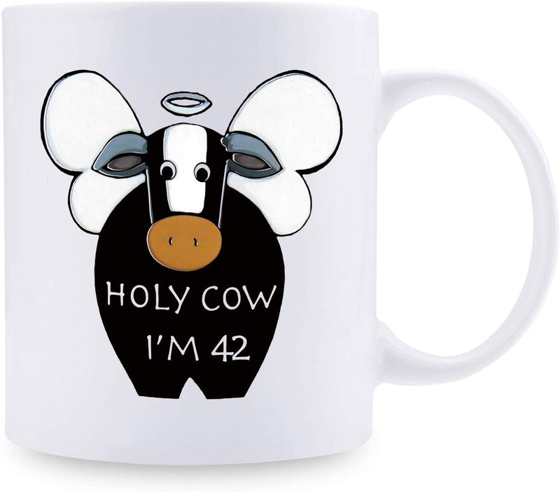 42nd Birthday Gifts for Women - 1977 Birthday Gifts for Women, 42 Years Old Birthday Gifts Coffee Mug for Mom, Wife, Friend, Sister, Her, Colleague, Coworker, HOLY COW MUG - 11oz