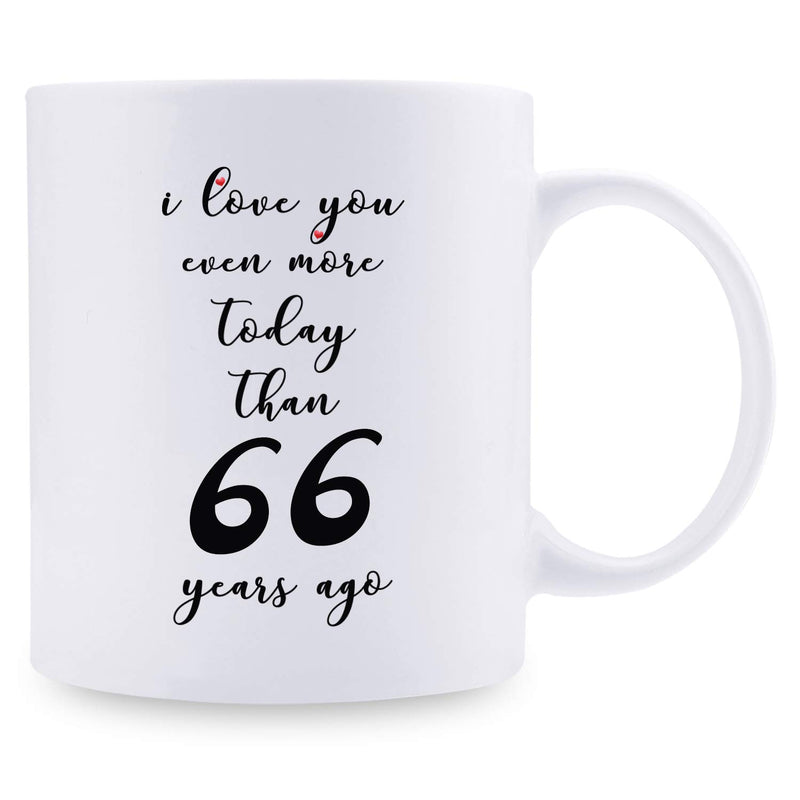 66th Anniversary Gifts - 66th Wedding Anniversary Gifts for Couple, 66 Year Anniversary Gifts 11oz Funny Coffee Mug for Couples, Husband, Hubby, Wife, Wifey, Her, Him, I Love You Even More