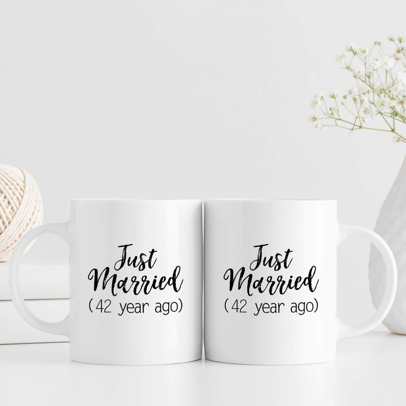 42nd Anniversary Gifts - 42nd Wedding Anniversary Gifts for Couple, 42 Year Anniversary Gifts 11oz Funny Coffee Mug for Couples, Husband, Hubby, Wife, Wifey, Her, Him, just married