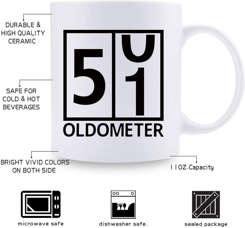 51st Birthday Gifts for Women - 1968 Birthday Gifts for Women, 51 Years Old Birthday Gifts Coffee Mug for Mom, Wife, Friend, Sister, Her, Colleague, Coworker, Oldometer Mug- 11oz