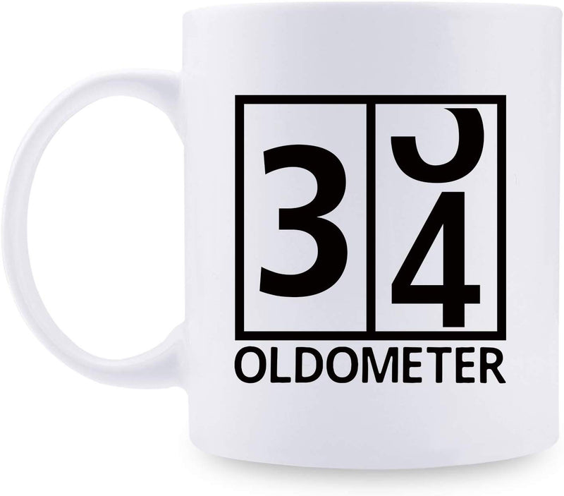 34th Birthday Gifts for Men - 1985 Birthday Gifts for Men, 34 Years Old Birthday Gifts Coffee Mug for Dad, Husband, Friend, Brother, Him, Colleague, Coworker, Oldometer Mug - 11oz