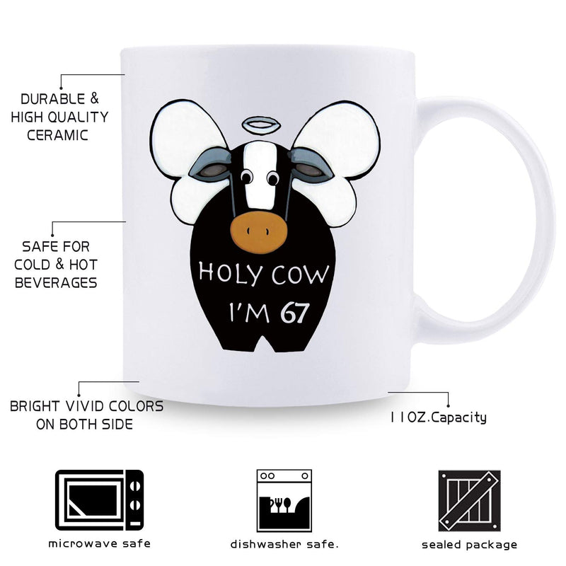 67th Birthday Gifts for Men - 1952 Birthday Gifts for Men, 67 Years Old Birthday Gifts Coffee Mug for Dad, Husband, Friend, Brother, Him, Colleague, Coworker, HOLY COW MUG - 11oz