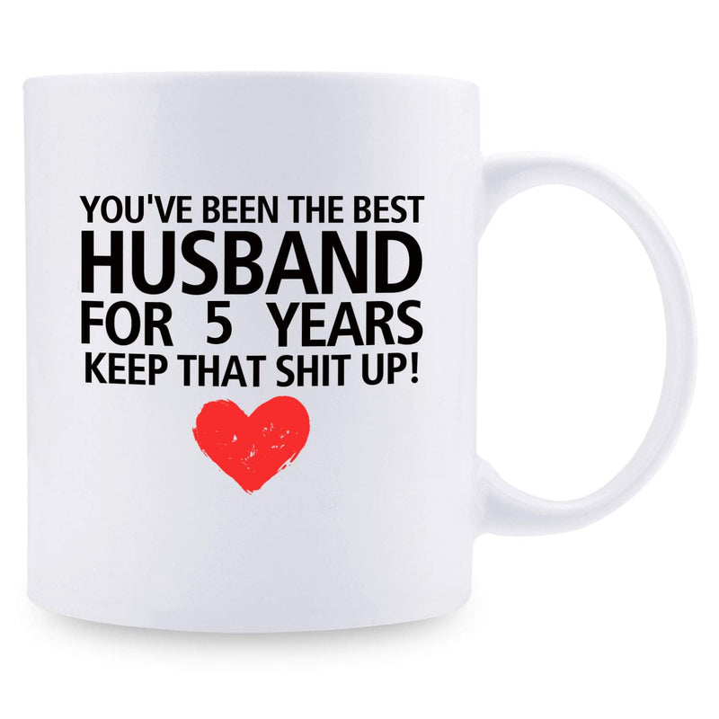 5th Anniversary Gifts - 5th Wedding Anniversary Gifts for Couple, 5 Year Anniversary Gifts 11oz Funny Coffee Mug for Husband, Hubby, Him, best husband