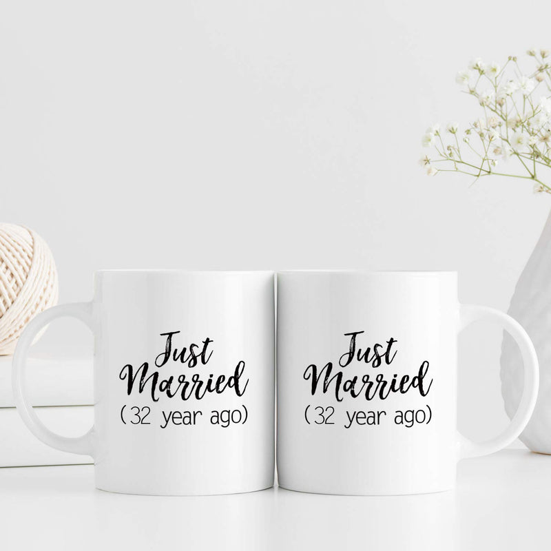 32nd Anniversary Gifts - 32nd Wedding Anniversary Gifts for Couple, 32 Year Anniversary Gifts 11oz Funny Coffee Mug for Couples, Husband, Hubby, Wife, Wifey, Her, Him, just married