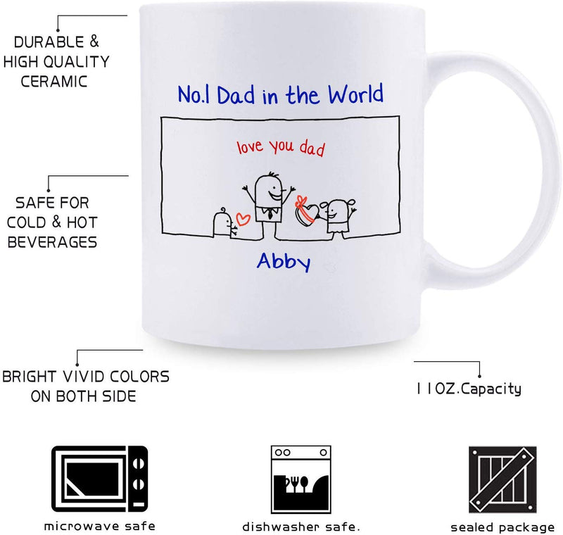 Best Dad Father's Day Gifts Coffee Mug Tea Cup- Unique King Gift For Dad From Daughter, Son - Cool Birthday Present Idea For a Father, Men, Guys - Fun Novelty Coffee Cup - 11 oz