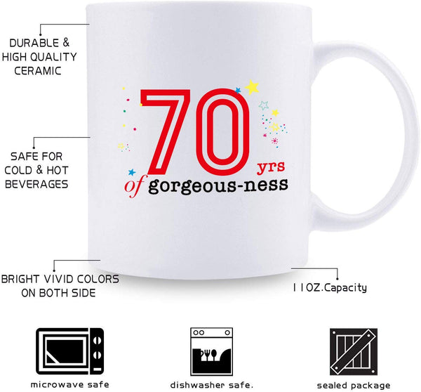 70th Birthday Gifts for Women - 1949 Birthday Gifts for Women, 70 Years Old Birthday Gifts Coffee Mug for Mom, Wife, Friend, Sister, Her, Colleague, Coworker - 11oz