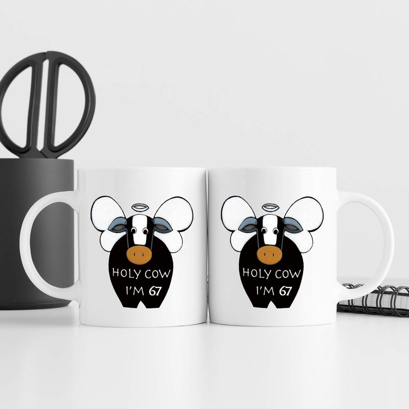 67th Birthday Gifts for Men - 1952 Birthday Gifts for Men, 67 Years Old Birthday Gifts Coffee Mug for Dad, Husband, Friend, Brother, Him, Colleague, Coworker, HOLY COW MUG - 11oz