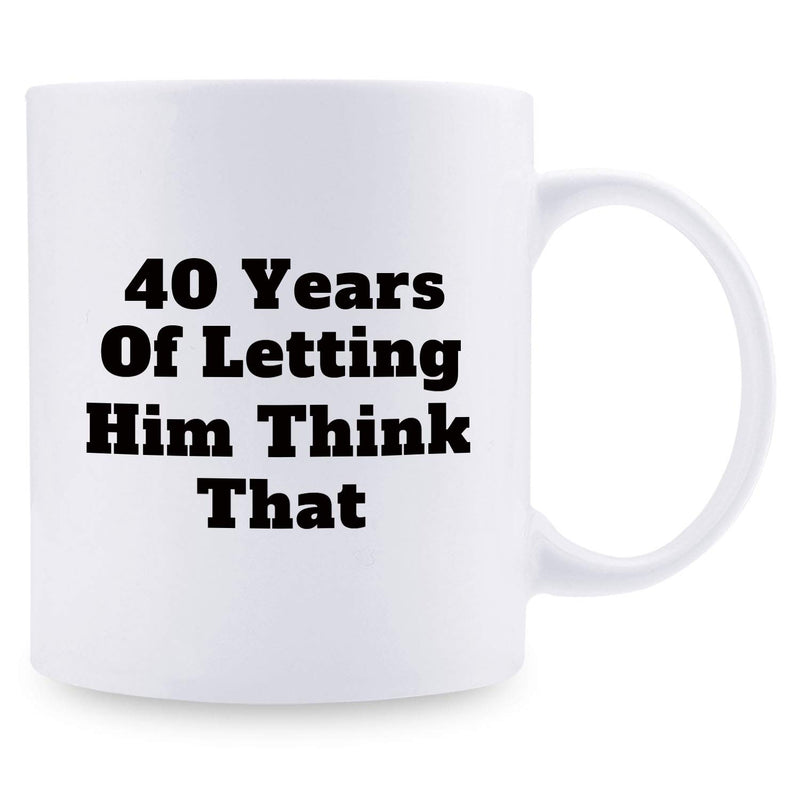 40th Anniversary Gifts - 40th Wedding Anniversary Gifts for Couple, 40 Year Anniversary Gifts 11oz Funny Coffee Mug for Couples, Husband, Hubby, Wife, Wifey, Her, Him, wearing the pants