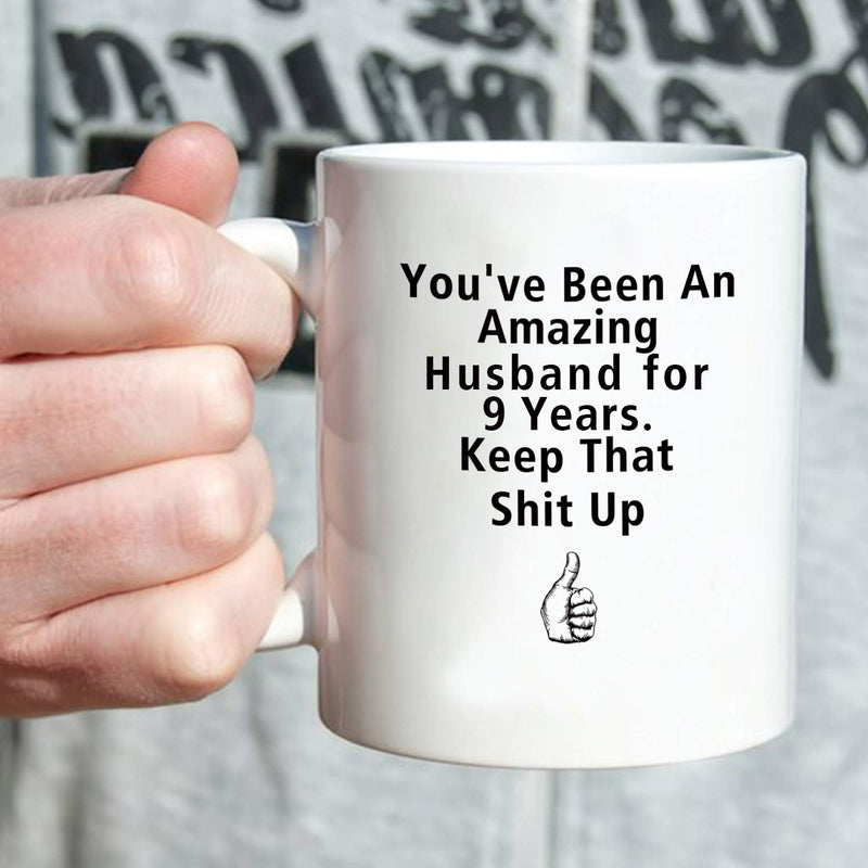 9th Anniversary Gifts - 9th Wedding Anniversary Gifts for Couple, 9 Year Anniversary Gifts 11oz Funny Coffee Mug for Couples, Husband, Hubby, Wife, Wifey, Her, Him
