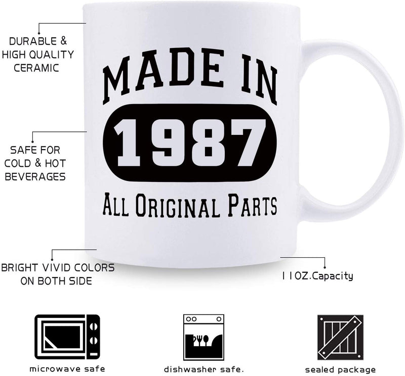 32nd Birthday Gifts for Men - 1987 Birthday Gifts for Men, 32 Years Old Birthday Gifts Coffee Mug for Dad, Husband, Friend, Brother, Him, Colleague, Coworker - 11oz