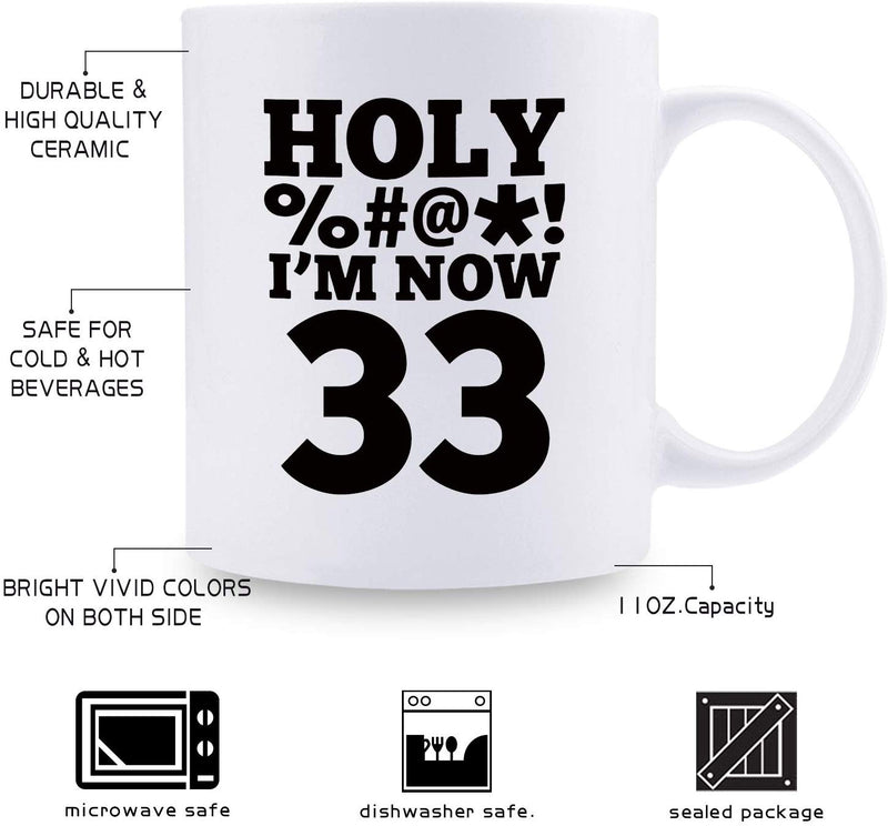33rd Birthday Gifts for Men - 1986 Birthday Gifts for Men, 33 Years Old Birthday Gifts Coffee Mug for Dad, Husband, Friend, Brother, Him, Colleague, Coworker, HOLY MUG - 11oz