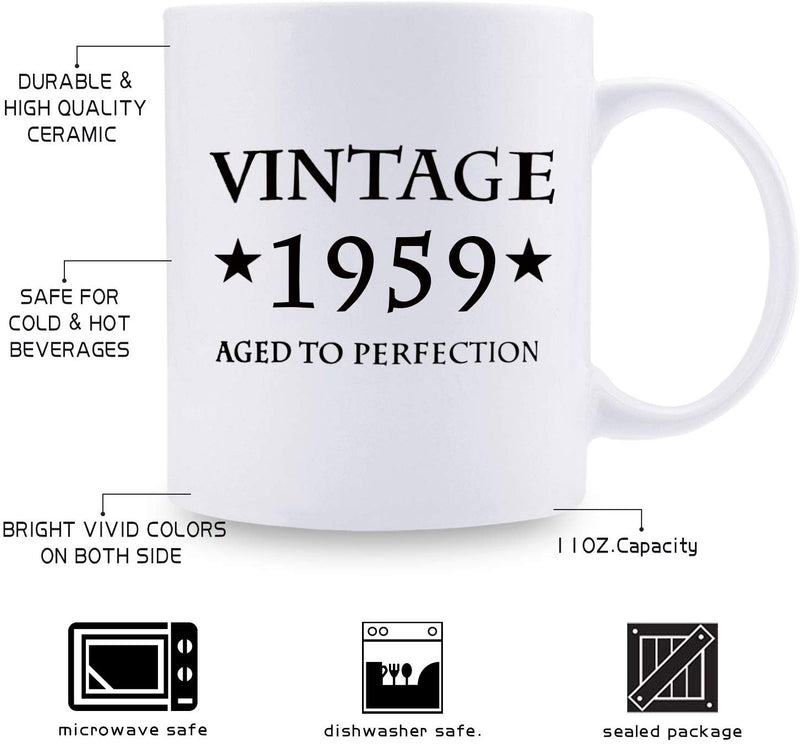 60th Birthday Gifts for Men - 1959 Birthday Gifts for Men, 60 Years Old Birthday Gifts Coffee Mug for Dad, Husband, Friend, Brother, Him, Colleague, Coworker - 11oz