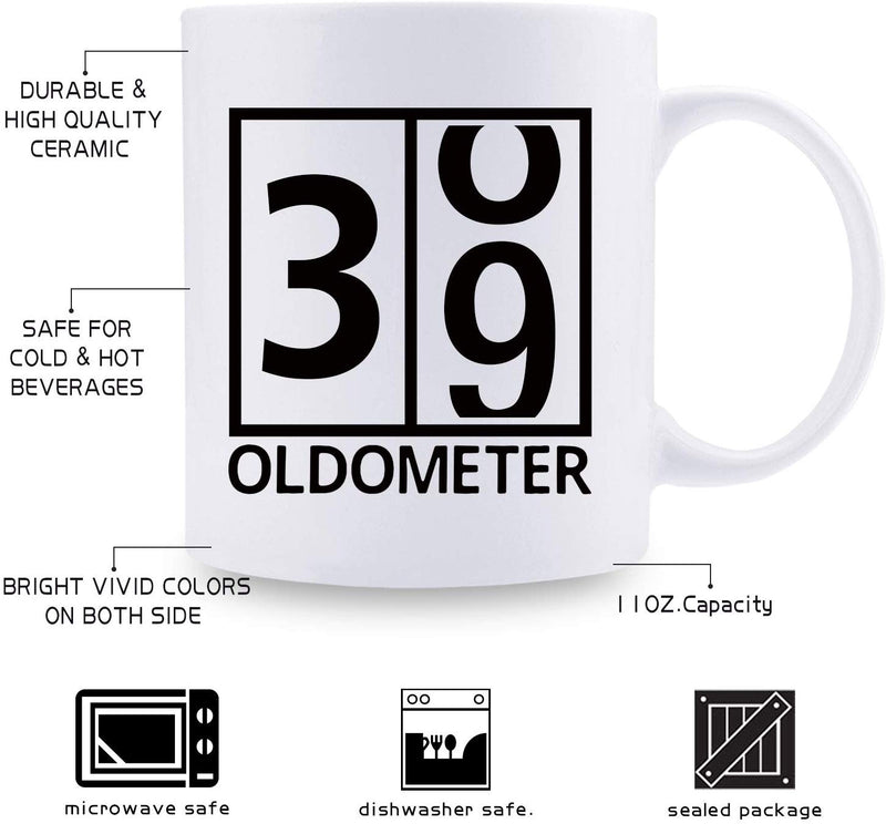 39th Birthday Gifts for Women - 1980 Birthday Gifts for Women, 39 Years Old Birthday Gifts Coffee Mug for Mom, Wife, Friend, Sister, Her, Colleague, Coworker, Oldometer Mug - 11oz