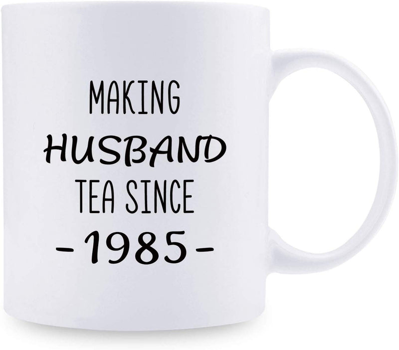 34th Anniversary Gifts - 34th Wedding Anniversary Gifts for Couple, 34 Year Anniversary Gifts 11oz Funny Coffee Mug for Husband, Hubby, Him, making husband tea