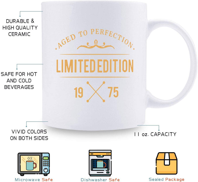 44th Birthday Gifts for Men - 1975 Birthday Gifts for Men, 44 Years Old Birthday Gifts Coffee Mug for Dad, Husband, Friend, Brother, Him, Colleague, Coworker,limited edition mug - 11oz