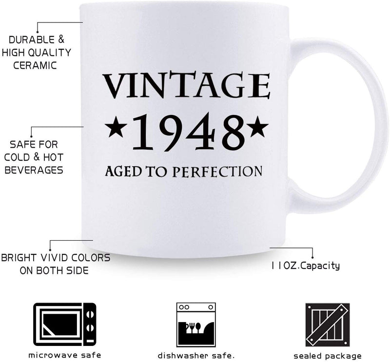 71st Birthday Gifts for Women - 1948 Birthday Gifts for Women, 71 Years Old Birthday Gifts Coffee Mug for Mom, Wife, Friend, Sister, Her, Colleague, Coworker - 11oz