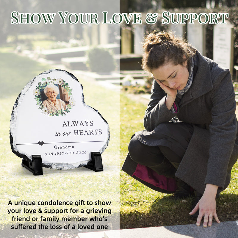 Personalized Photo Memorial Rock Slate with Stand  Sympathy Gift for Loss of Loved One