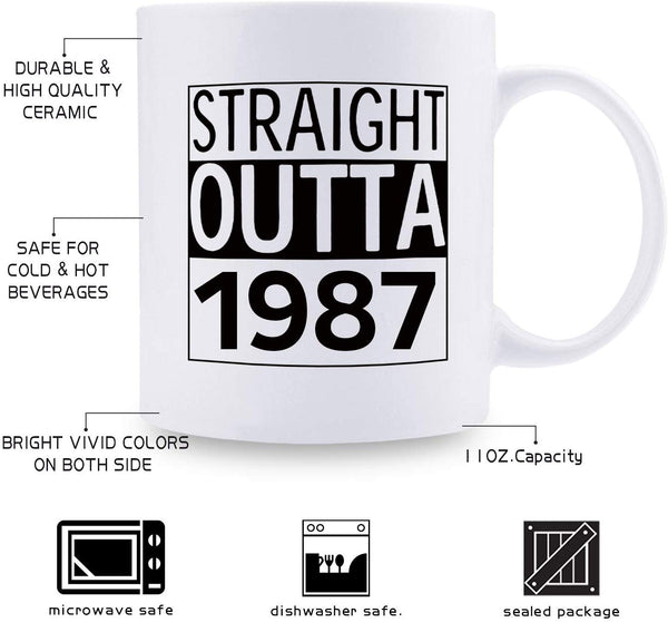32nd Birthday Gifts for Men - 1987 Birthday Gifts for Men, 32 Years Old Birthday Gifts Coffee Mug for Dad, Husband, Friend, Brother, Him, Colleague, Coworker - 11oz