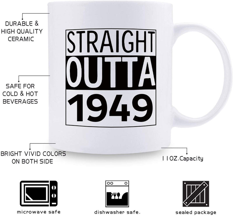 70th Birthday Gifts for Men - 1949 Birthday Gifts for Men, 70 Years Old Birthday Gifts Coffee Mug for Dad, Husband, Friend, Brother, Him, Colleague, Coworker - 11oz