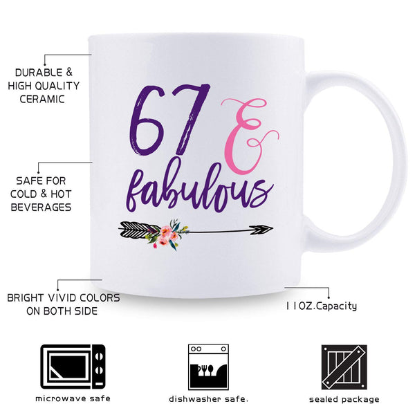 67th Birthday Gifts for Women - 1952 Birthday Gifts for Women, 67 Years Old Birthday Gifts Coffee Mug for Mom, Wife, Friend, Sister, Her, Colleague, Coworker - 11oz